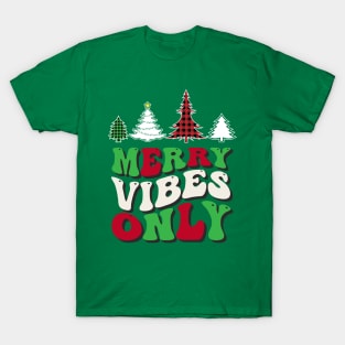 Merry Vibes Only Groovy Christmas Trees T-Shirt